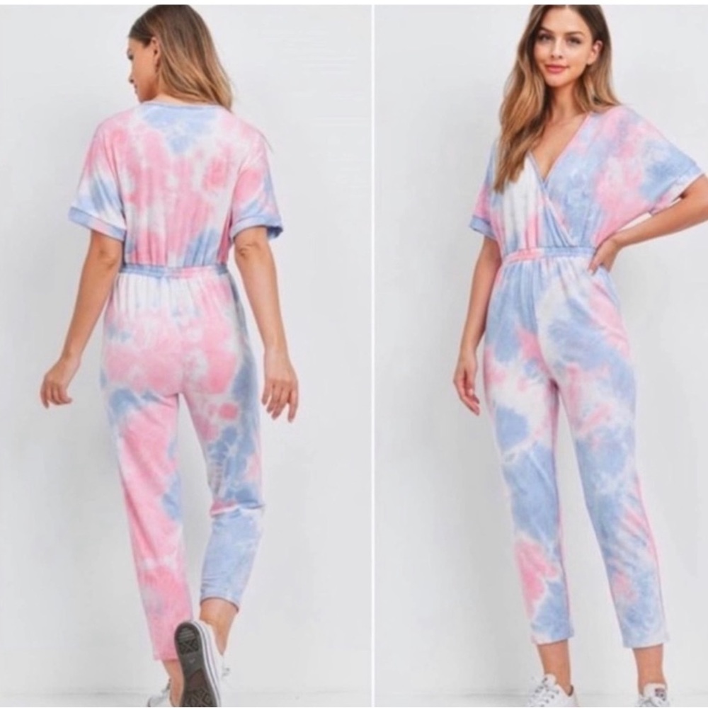 Women’s Tie Dye Wrap V-Neck Jumpsuit L